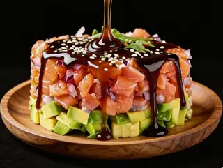 Tarta De Salmón Con Aguacate Y Masago