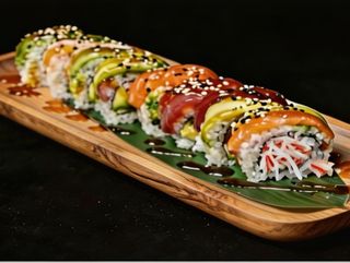 Uramaki Rainbow Roll de surimi 