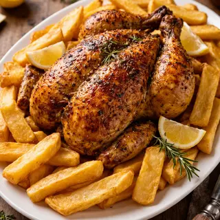 Pollo Entero + Papas Fritas + Refresco