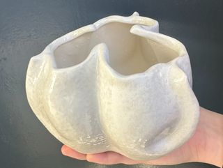 Jarrón de Cerámica Blanco Perla 16x12.5 cm