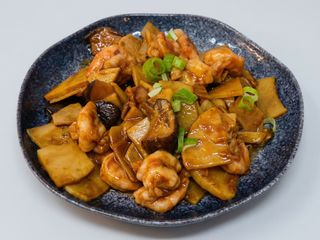 176. Langostinos Con Seta De Bambú