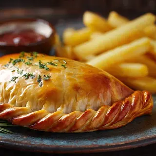 EMPANADA DE POLLO CON PATATAS FRITAS