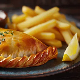 EMPANADA DE CARNE, TERNERA CON PATATAS FRITAS