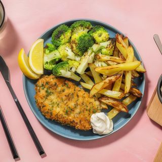 Milanese con boniato arroz y verduras