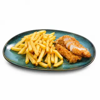 119. Pollo Frito con patatas