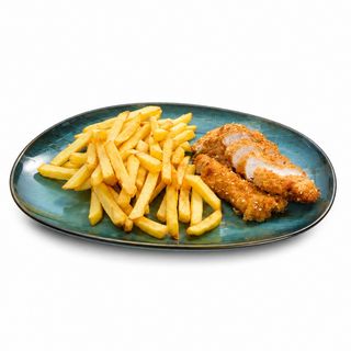 119. Pollo Frito con patatas