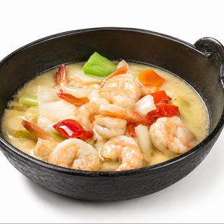 152. Gambas tailandés con salsa de curry verde