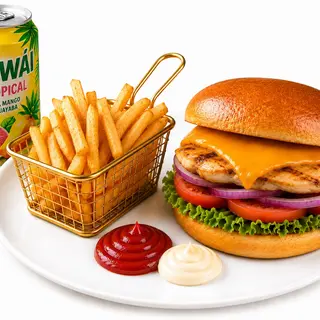 Hamburguesa de pollo completa