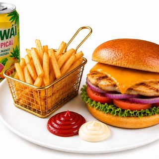 Hamburguesa de pollo completa