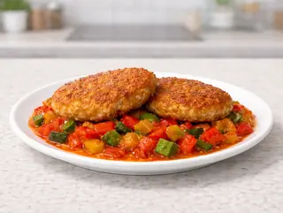 Filetes Rusos con Fritata de Verduras