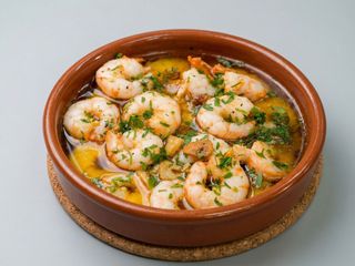 large prawns in garlic oil