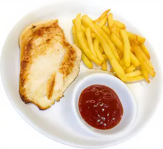 55 Pollo a la plancha con patatas