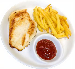 55 Pollo a la plancha con patatas