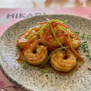 Gambas con salsa ostra de la casa