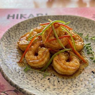 Gambas con salsa ostra de la casa