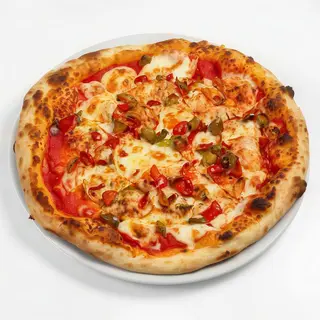 Pizza de pollo y pimientos (40 cm.)