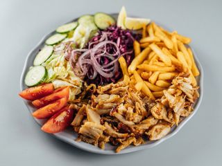Shawarma plato ternera y cordero con patatas o arroz ( solo uno de los dos)