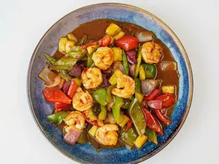 Gambas con guindillas