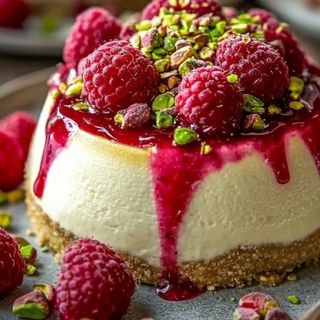 Cheesecake de pistacho y frambuesa 