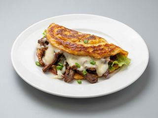 Cachapa entró carne de kebab y quesso