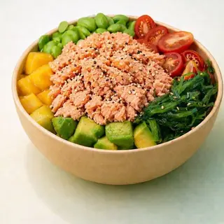 Poke salmón cocido con salsa spicymayo