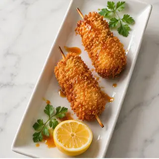 Pincho de pollo rebozado