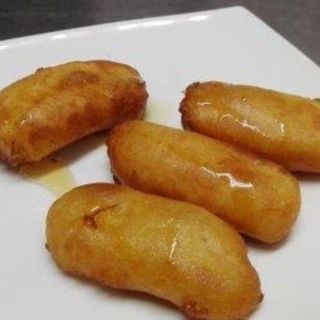 Plátano frito con miel 