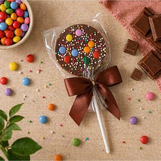 Piruleta de Chocolate Multicolor · aprox. 6 meses · aprox. 25 g · Chocolate con leche entera
