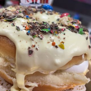 Mini rosco nata con choco blanco y M&M