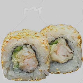 Uramaki de sésamo con langostinos cocidos y queso fresco