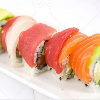 Salmón picante arcoiris con salmón, atún,pez mantequilla (8 Uds)