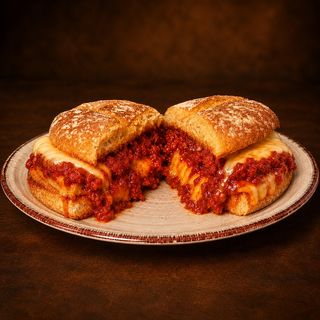 Hamburguesa de tortilla clásica con sobrasada fundida