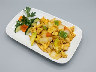 Pollo con salsa curry