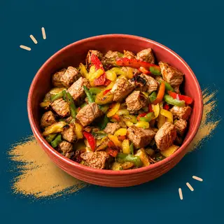 Raxo con patatas fritas