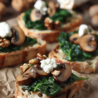 Bruschetta funghi e spinacci