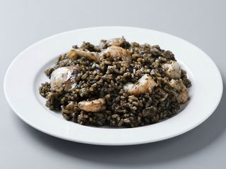 Risotto Nero con Gamberi e Calamari
