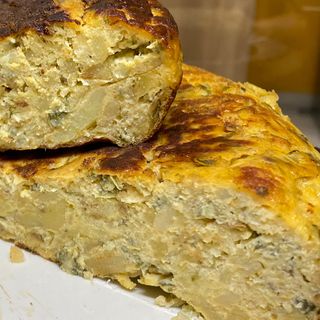 Tortilla de patata y puerro 
