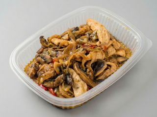 Tiras de pollo con verduras y salsa de ostras. 400 grs