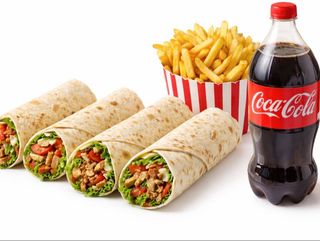 4 rollos + 1 patata + bebida 2L