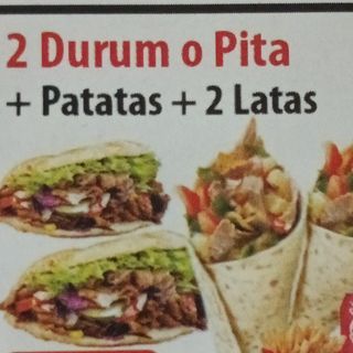 Oferta (2 uds.) durum o pita + patatas + bebida (2 uds.)
