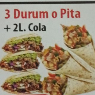 Oferta (3 uds.) durum o pita + bebida (2 lt.)