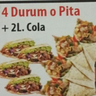 Oferta (4 uds.) durum o pita + bebida (2 lt.)