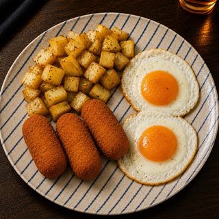 Plato combinado de croquetas de Cocido