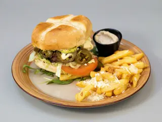 Hamburguesa con queso azul