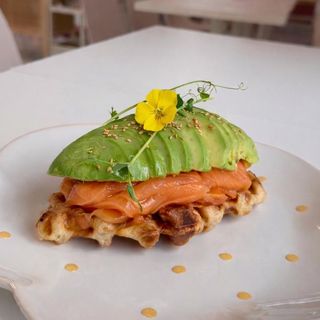 Croissant Waffle Smocked Salmon