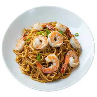 48.Tallarines wu dong frito con gambas