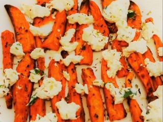 Boniato frito con queso feta