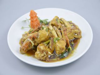 89. Cangrejo chino con cebolleta y jengibre