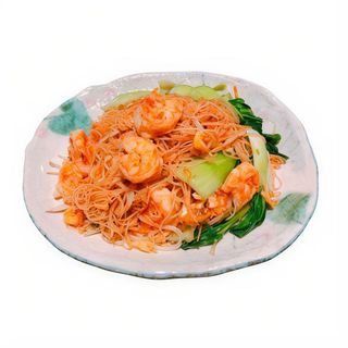 16. Fideos de arroz con gambas