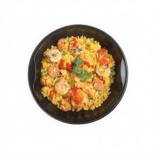 Paella de rape y gamba roja